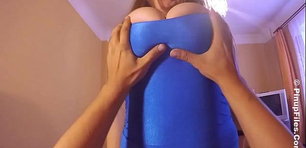  samanta lily-pinupfile-boob-lap-dance-blue-stretch